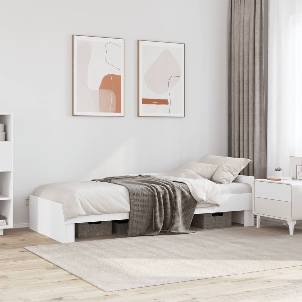 Cadre de lit sans matelas blanc 75x190 cm bois d'ingénierie - XIOS