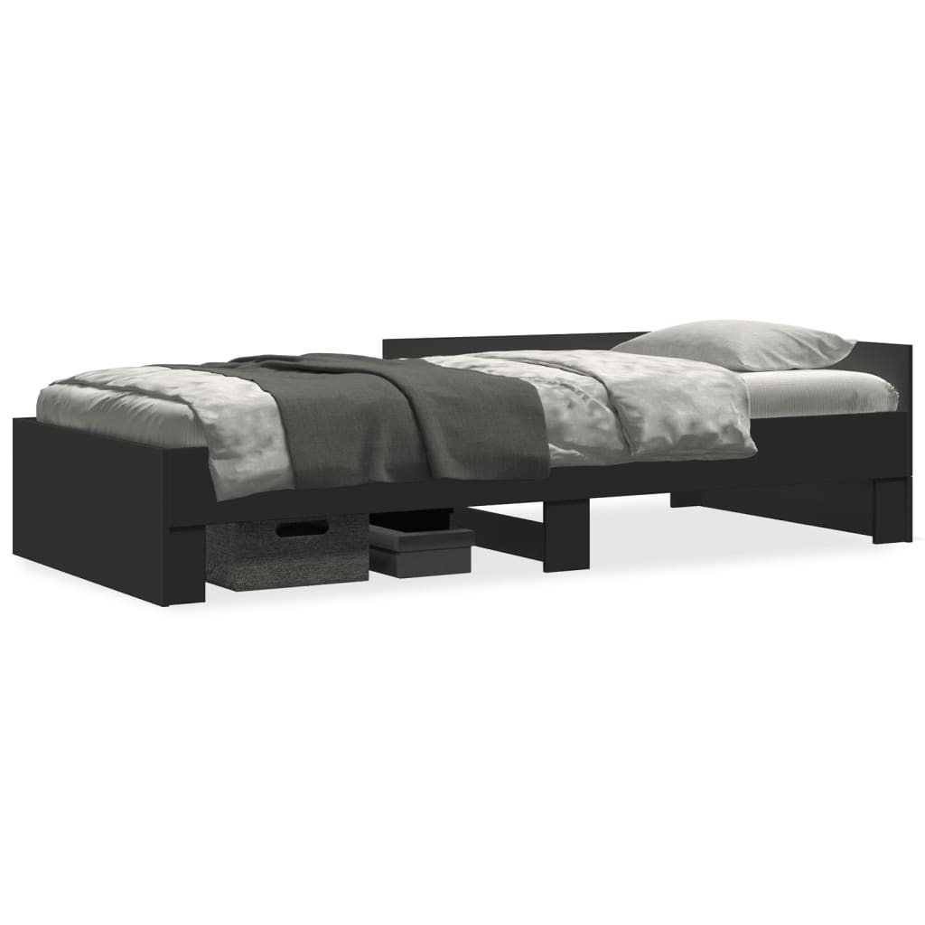 Cadre de lit sans matelas noir 75x190 cm bois ingénierie - XIOS