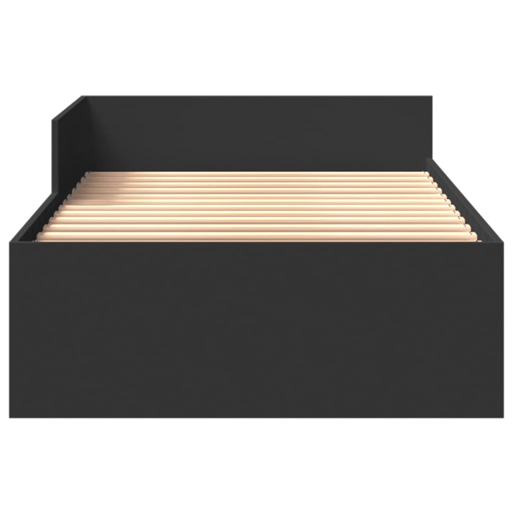 Cadre de lit sans matelas noir 75x190 cm bois ingénierie - XIOS