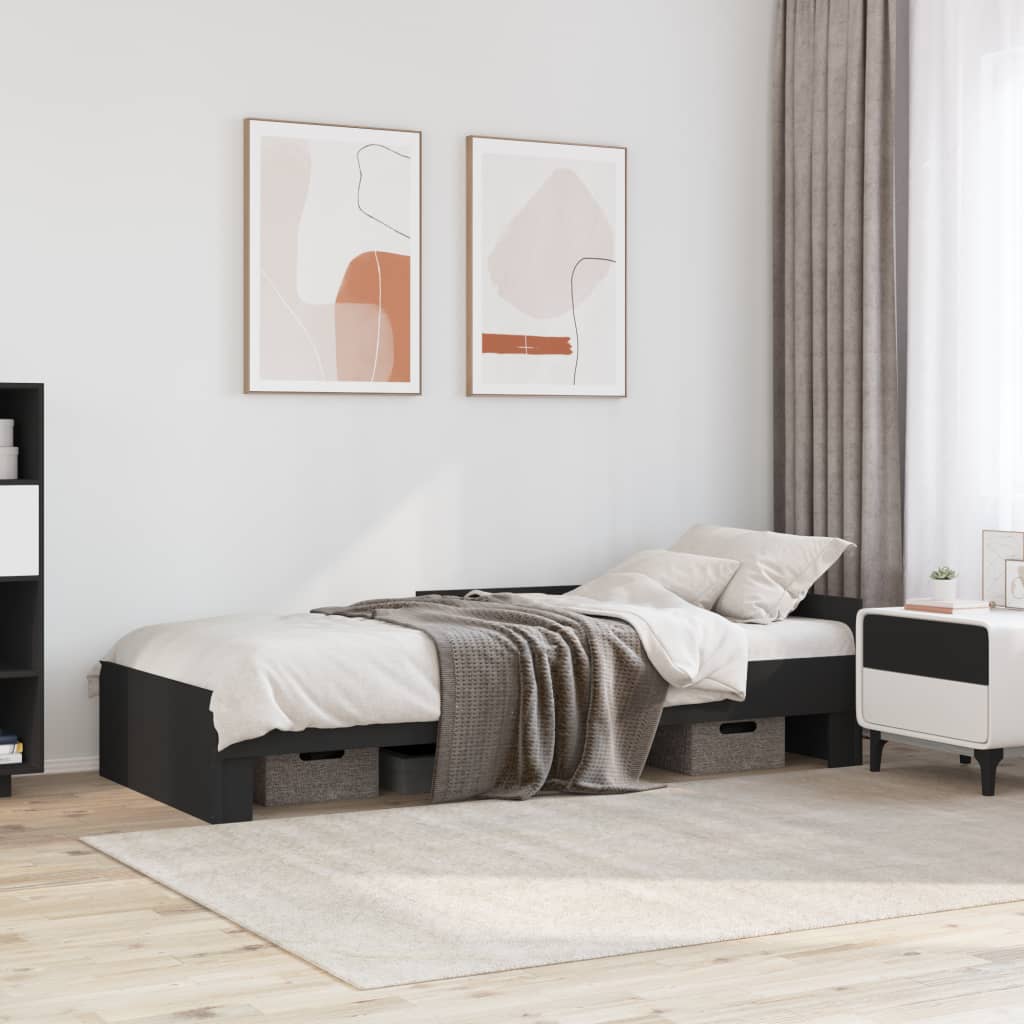 Cadre de lit sans matelas noir 75x190 cm bois ingénierie - XIOS