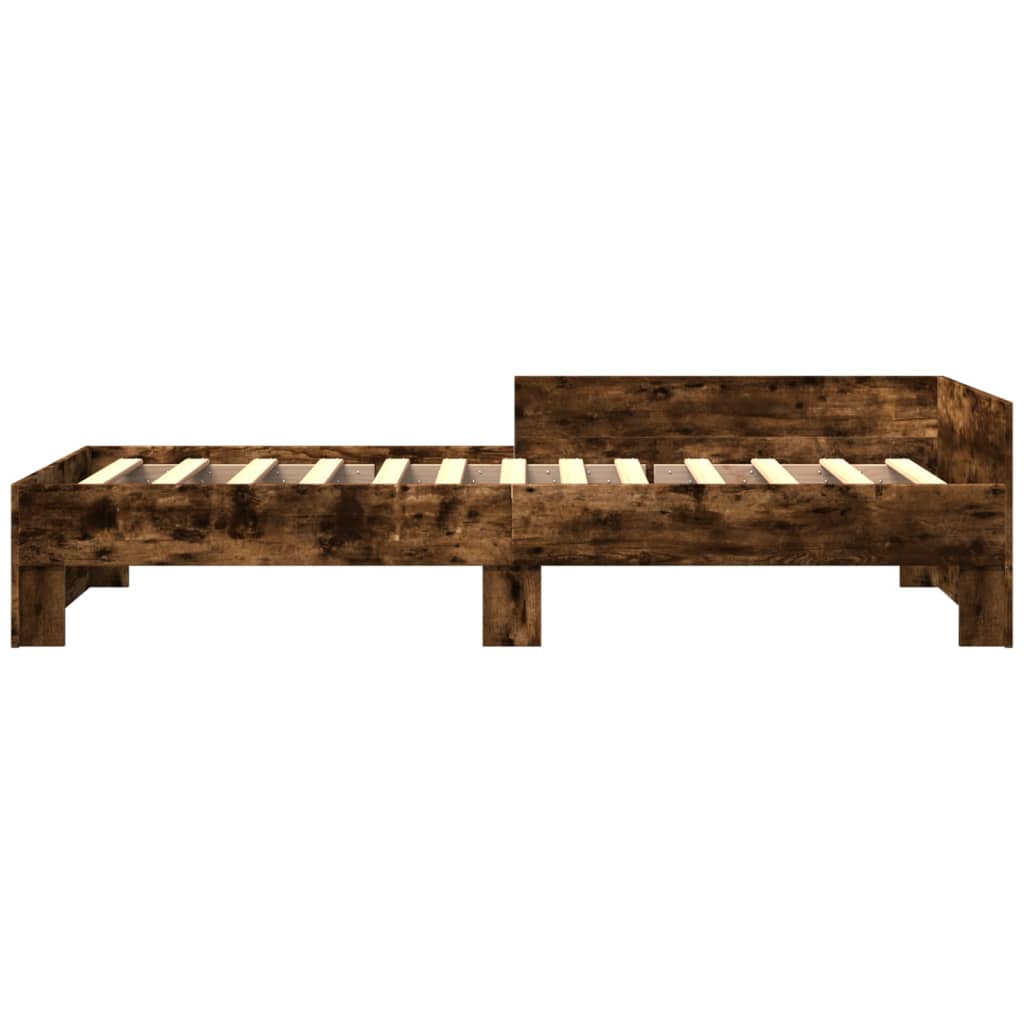 Cadre de lit sans matelas chêne fumé 75x190cm bois d'ingénierie - XIOS