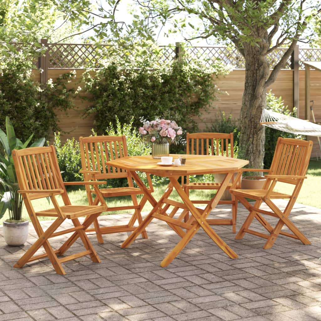 Ensemble à manger de jardin pliable 5 pcs bois massif d’acacia - XIOS