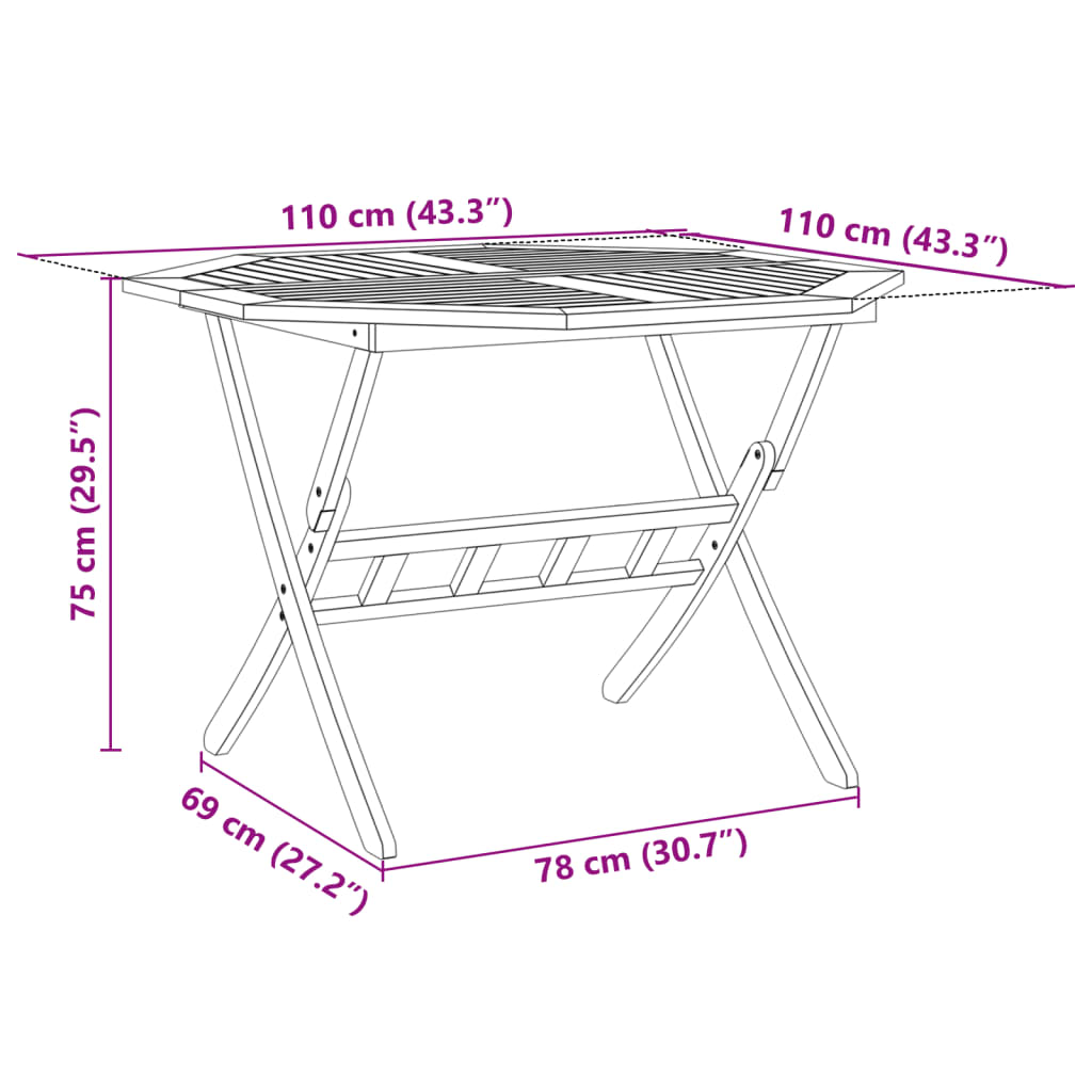 Ensemble à manger de jardin pliable 5 pcs bois massif d’acacia - XIOS