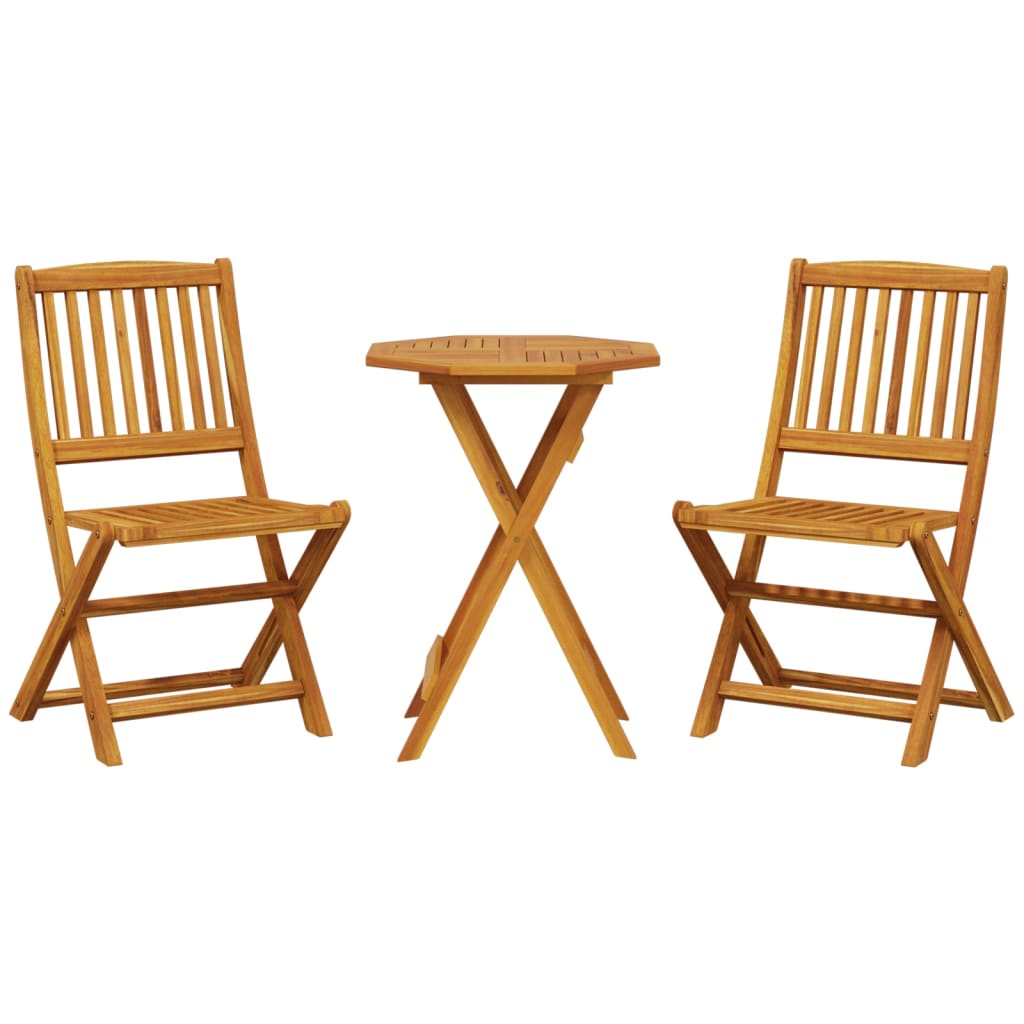 Ensemble de bistro pliable 3 pcs bois d'acacia solide - XIOS