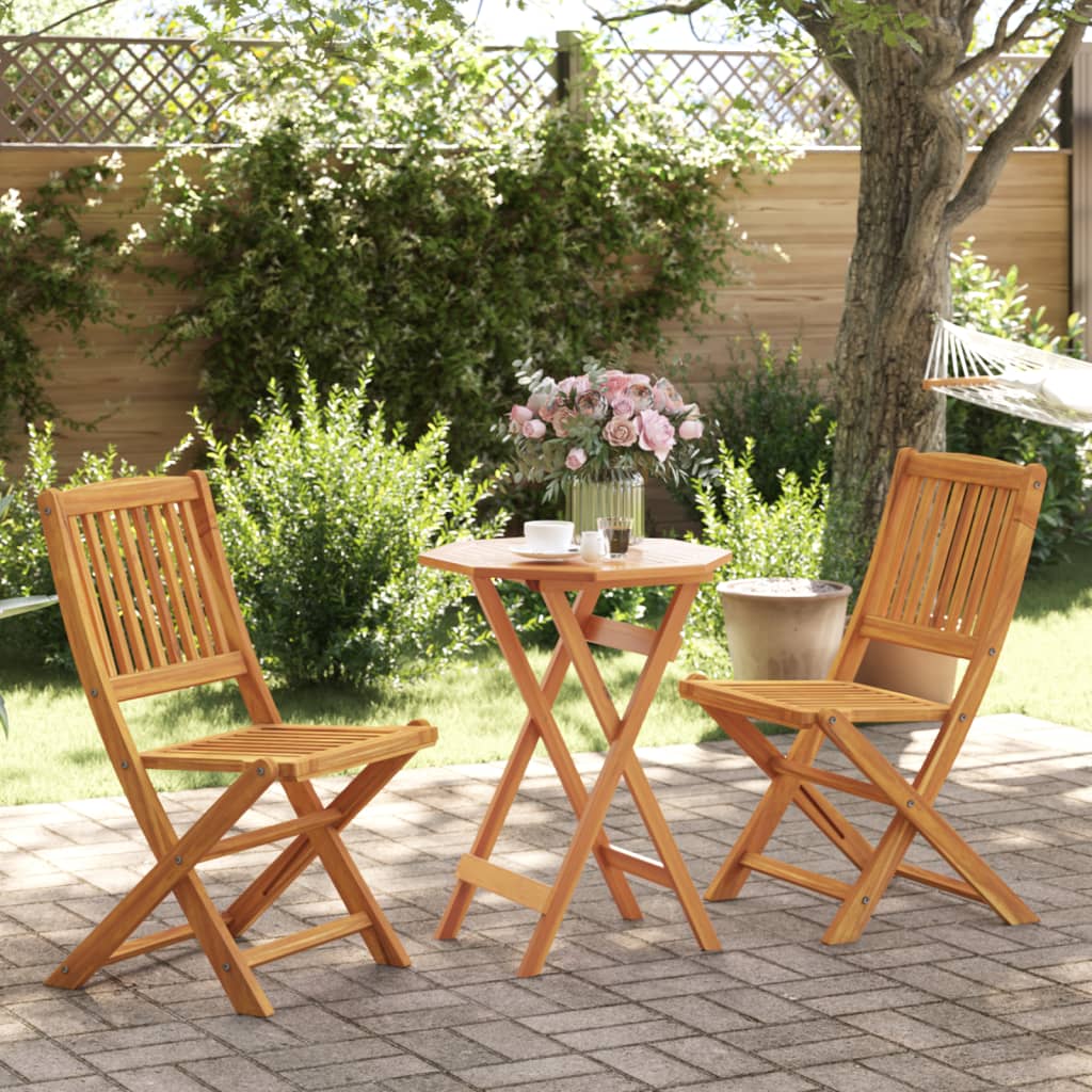Ensemble de bistro pliable 3 pcs bois d'acacia solide - XIOS