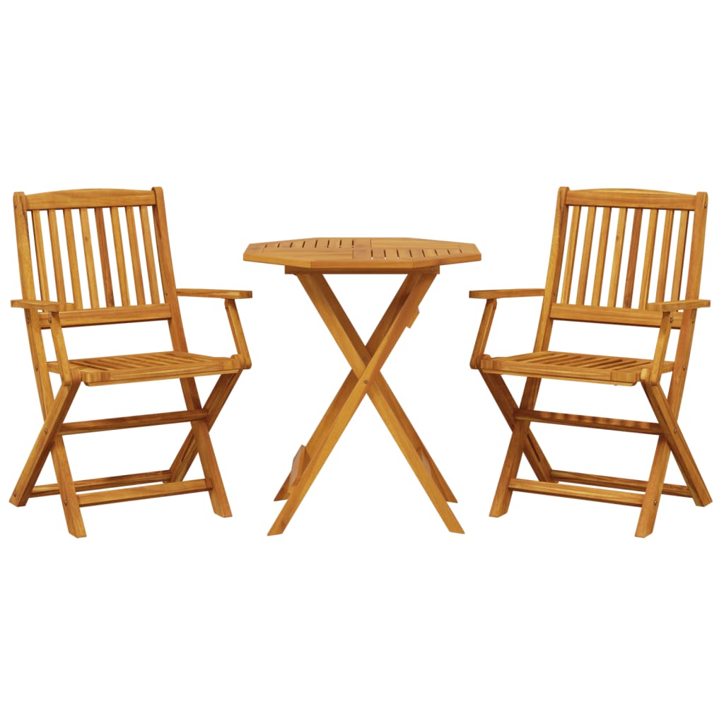 Ensemble de bistro pliable 3 pcs bois d'acacia solide - XIOS