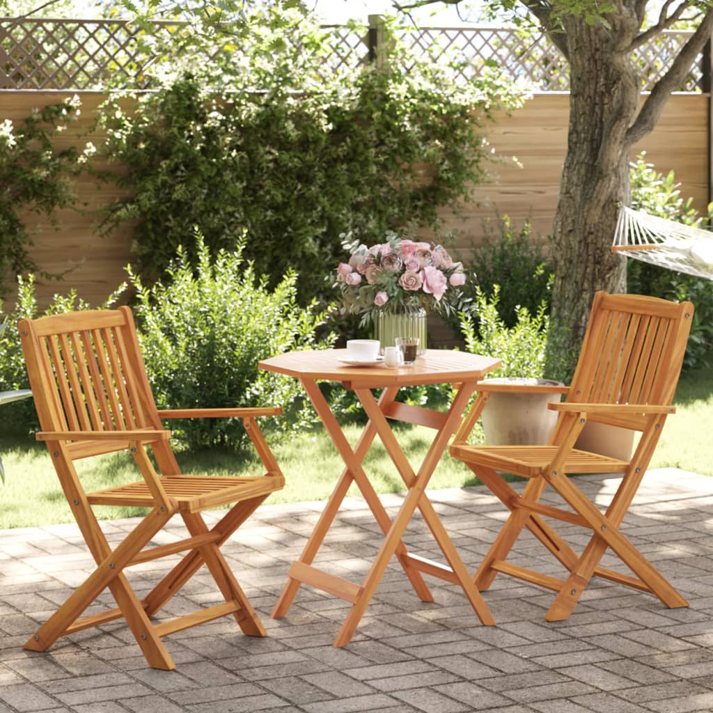 Ensemble de bistro pliable 3 pcs bois d'acacia solide - XIOS