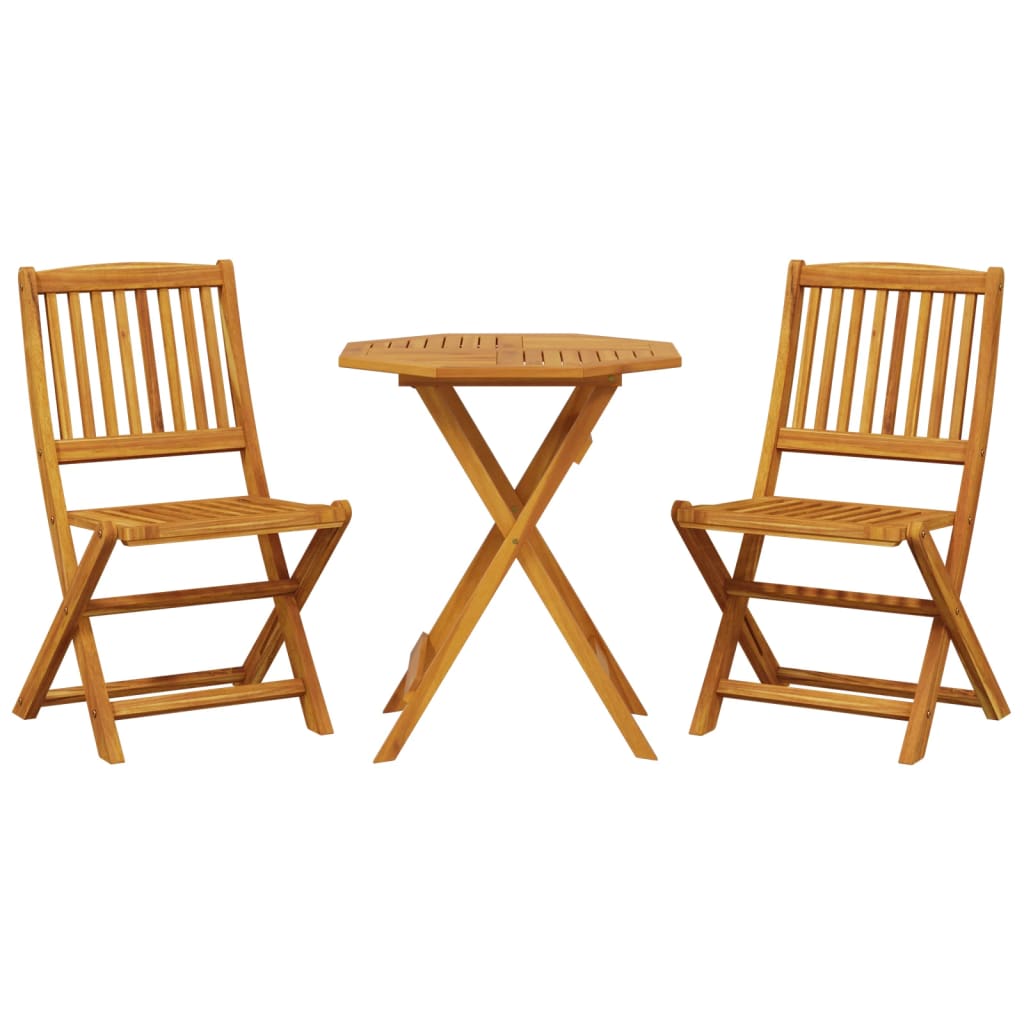 Ensemble de bistro pliable 3 pcs bois d'acacia solide - XIOS