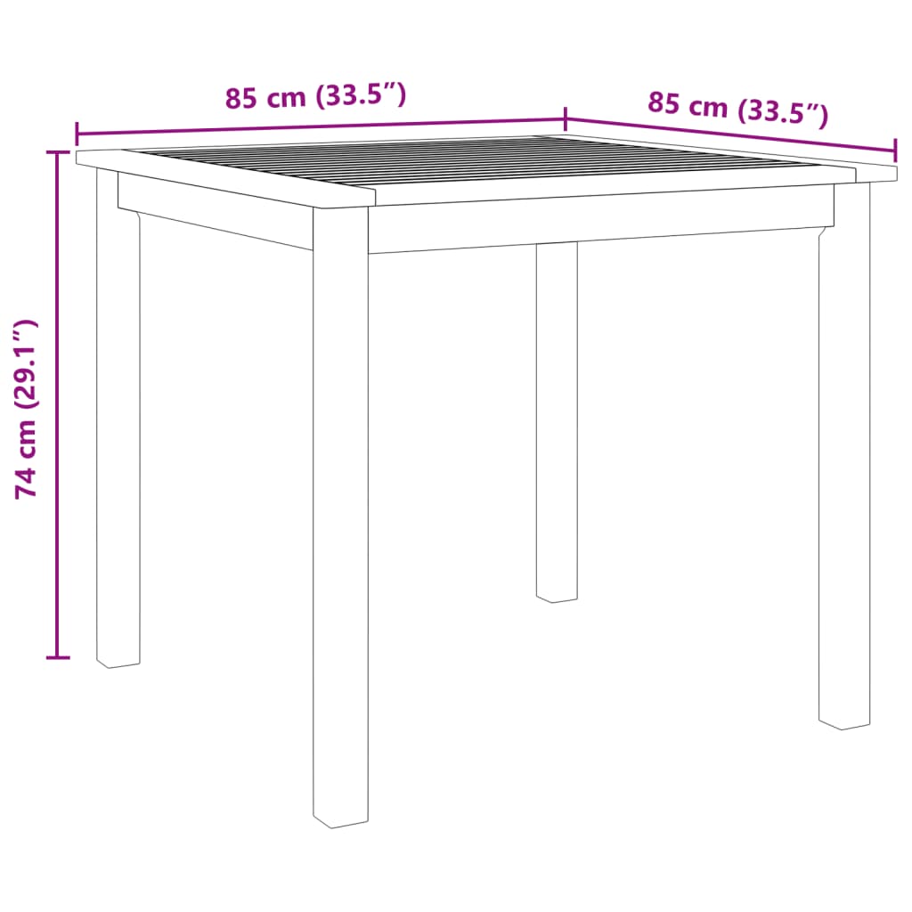 Ensemble à manger de jardin 3 pcs 85x85x74 cm Bois d'acacia solide - XIOS