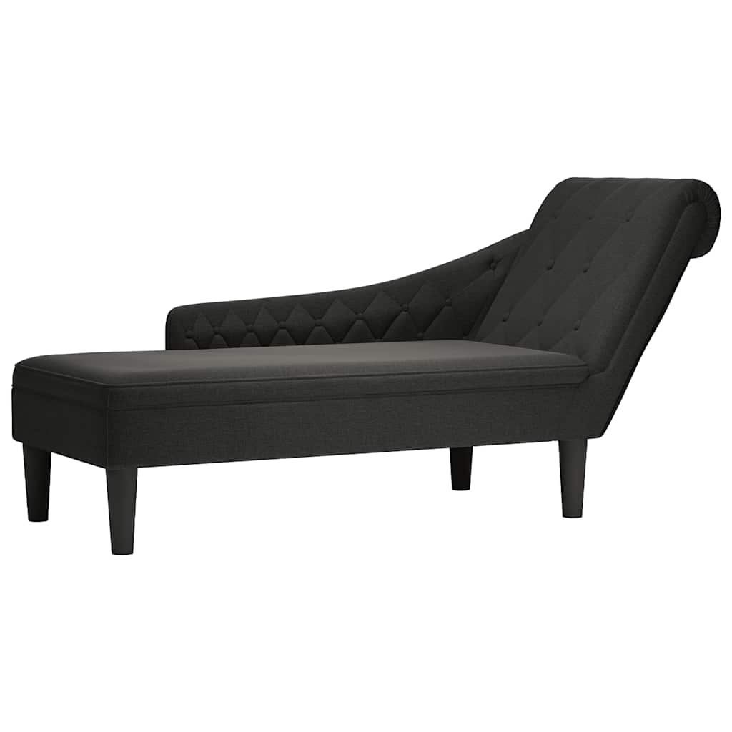Fauteuil long avec coussin et accoudoir droit noir tissu - XIOS
