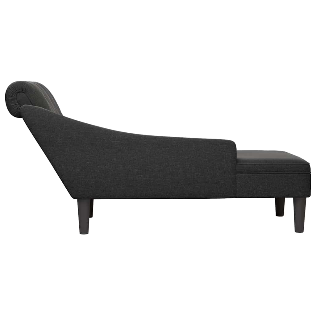 Fauteuil long avec coussin et accoudoir droit noir tissu - XIOS