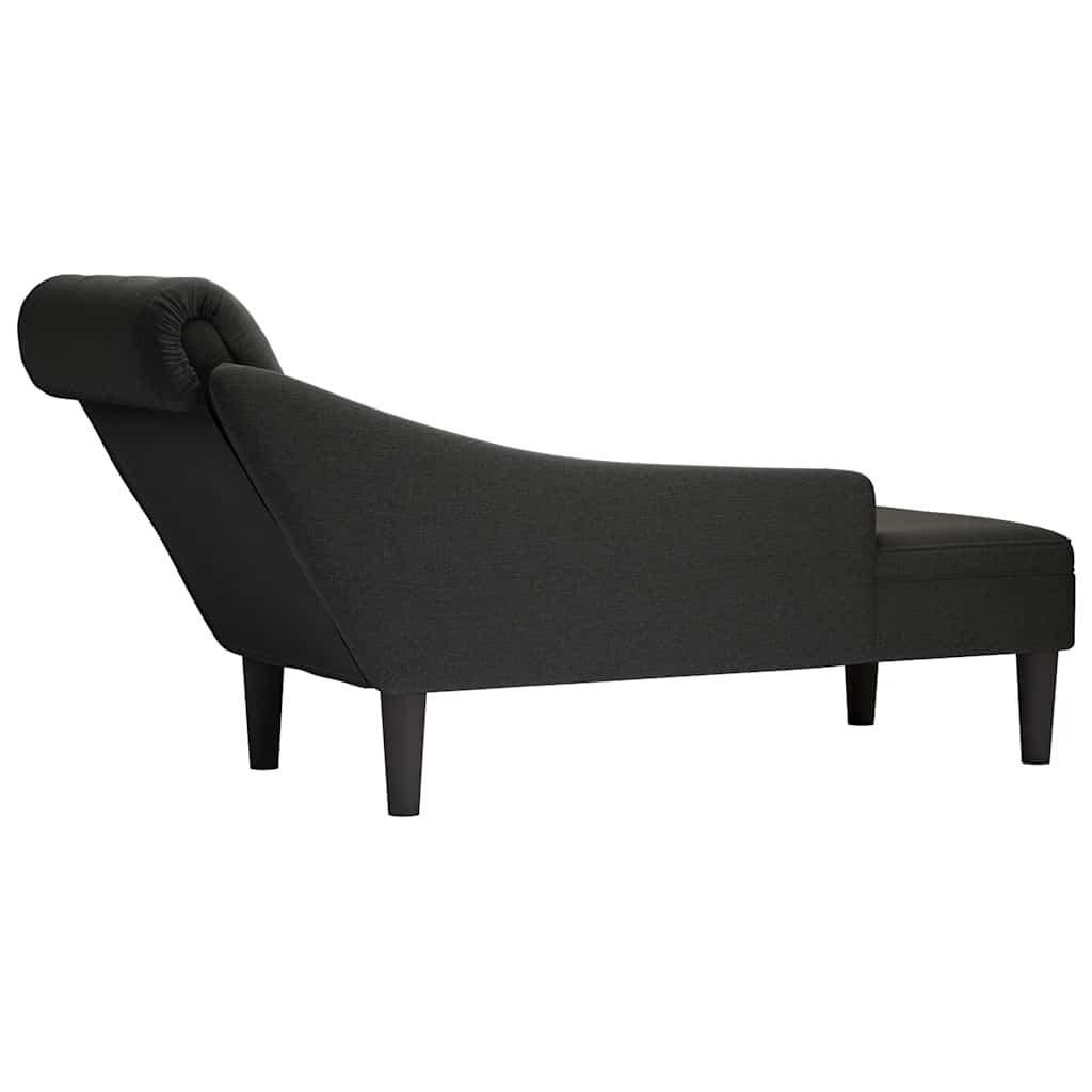 Fauteuil long avec coussin et accoudoir droit noir tissu - XIOS