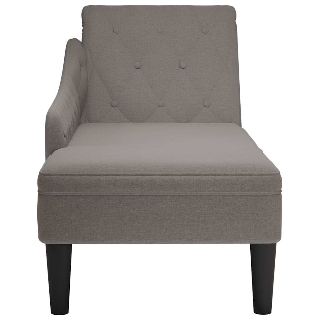 Fauteuil long avec coussin et accoudoir droit taupe tissu - XIOS