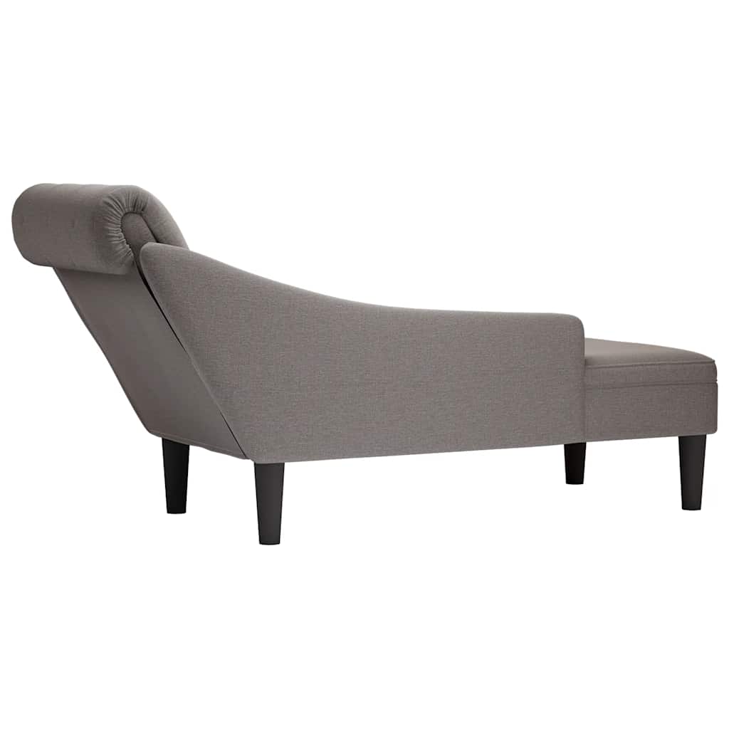 Fauteuil long avec coussin et accoudoir droit taupe tissu - XIOS