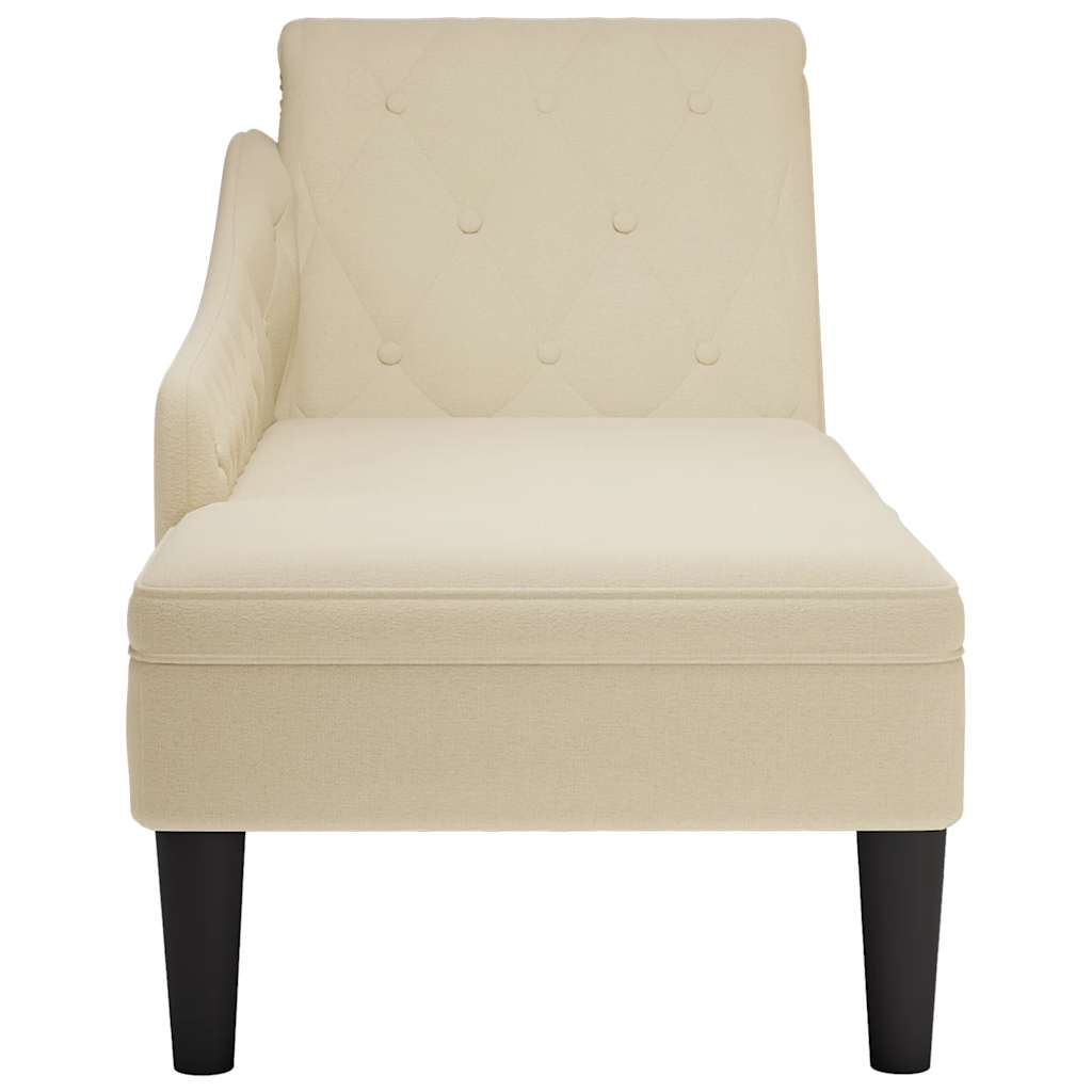 Fauteuil long avec coussin et accoudoir droit crème tissu - XIOS
