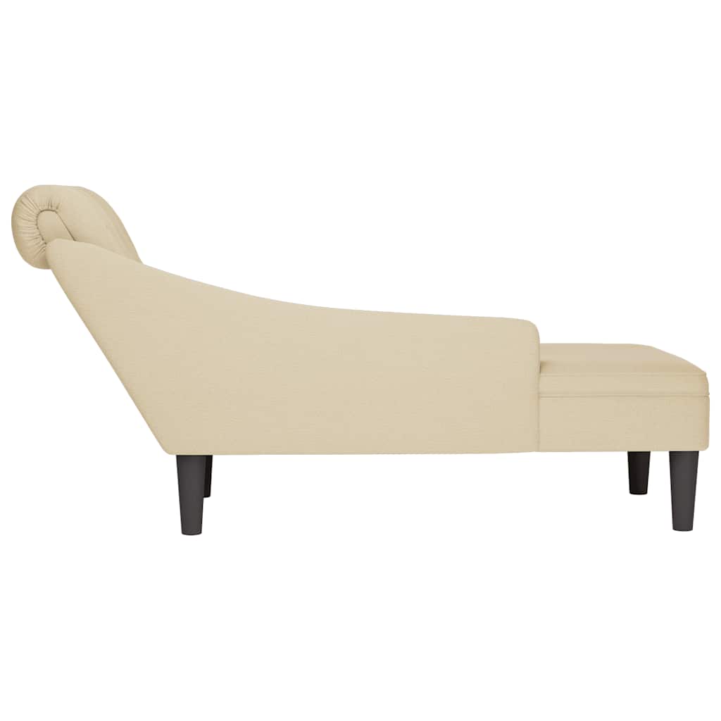 Fauteuil long avec coussin et accoudoir droit crème tissu - XIOS