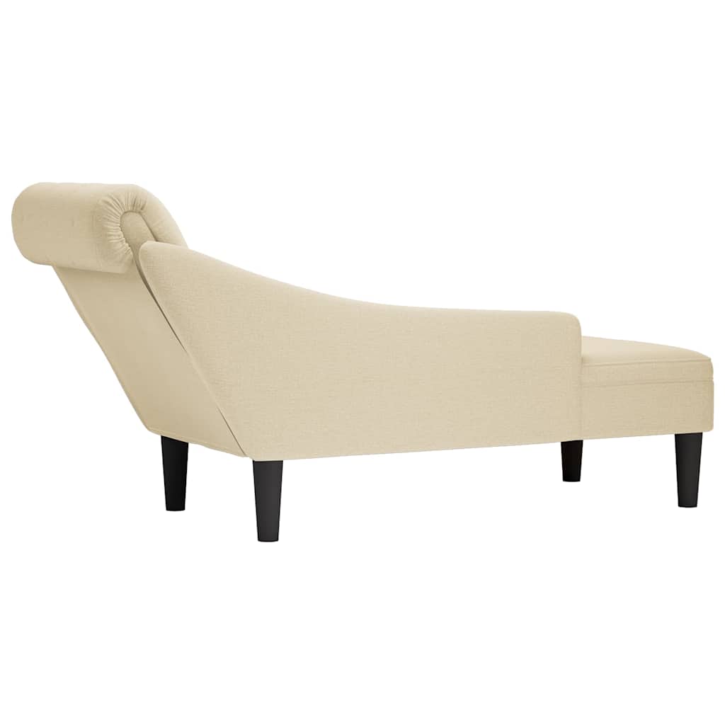 Fauteuil long avec coussin et accoudoir droit crème tissu - XIOS
