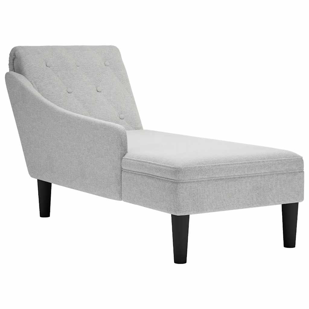 Fauteuil long avec coussin et accoudoir droit gris nuage tissu - XIOS