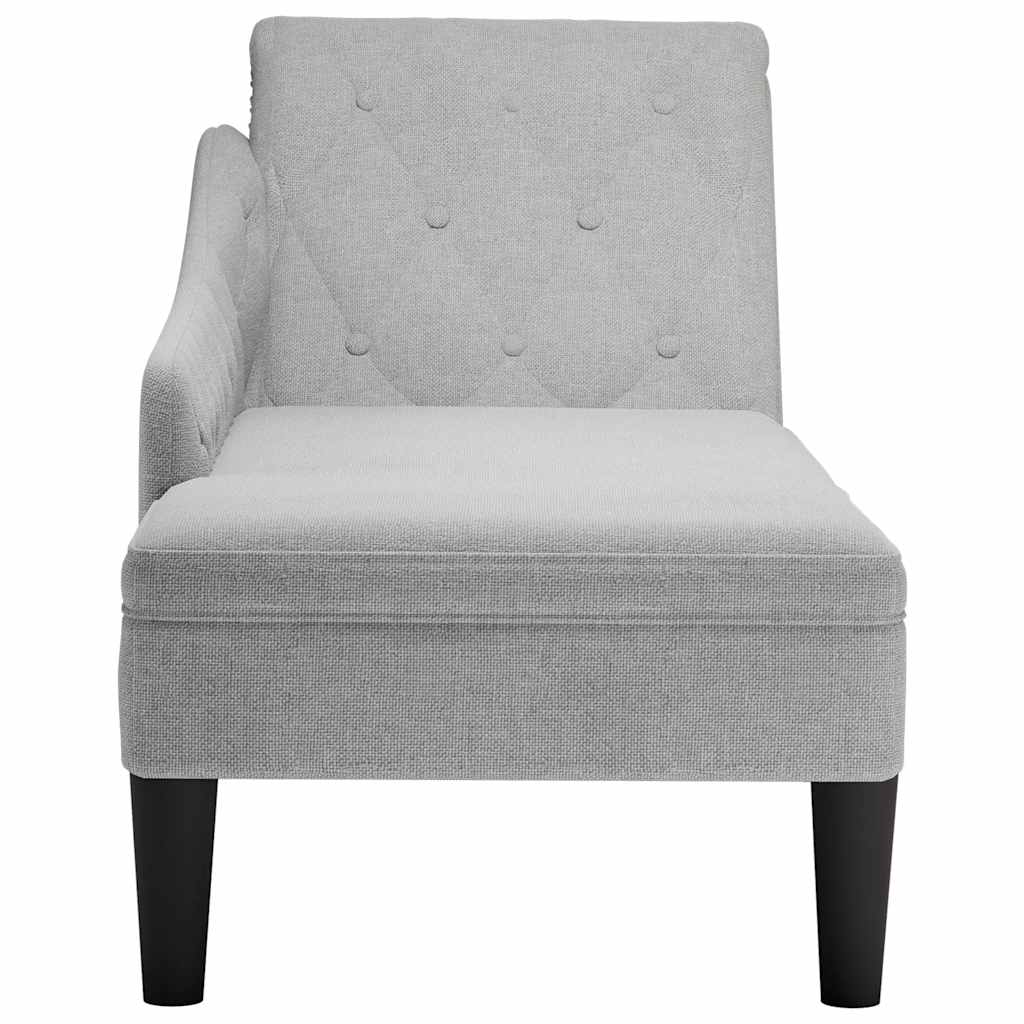 Fauteuil long avec coussin et accoudoir droit gris nuage tissu - XIOS