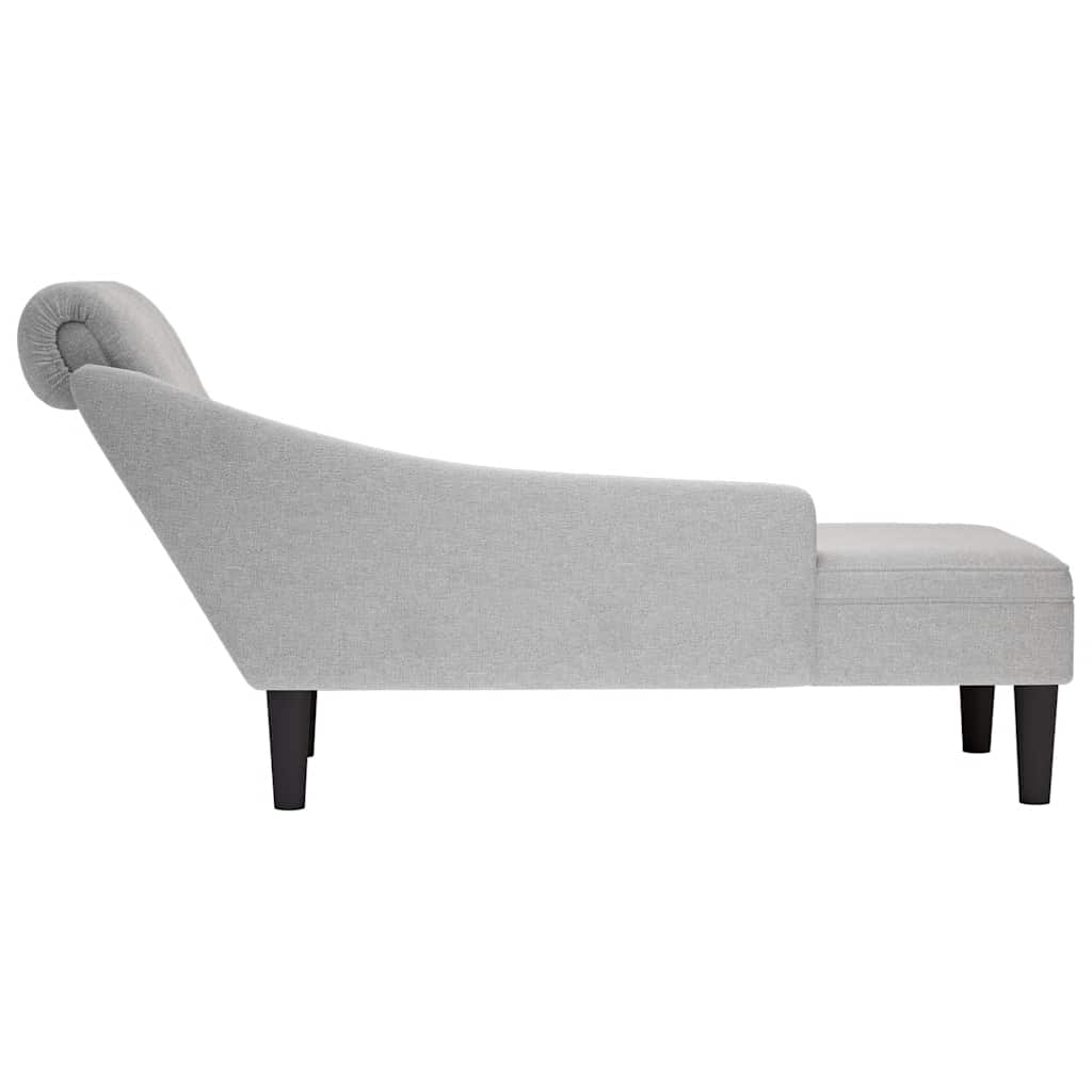 Fauteuil long avec coussin et accoudoir droit gris nuage tissu - XIOS