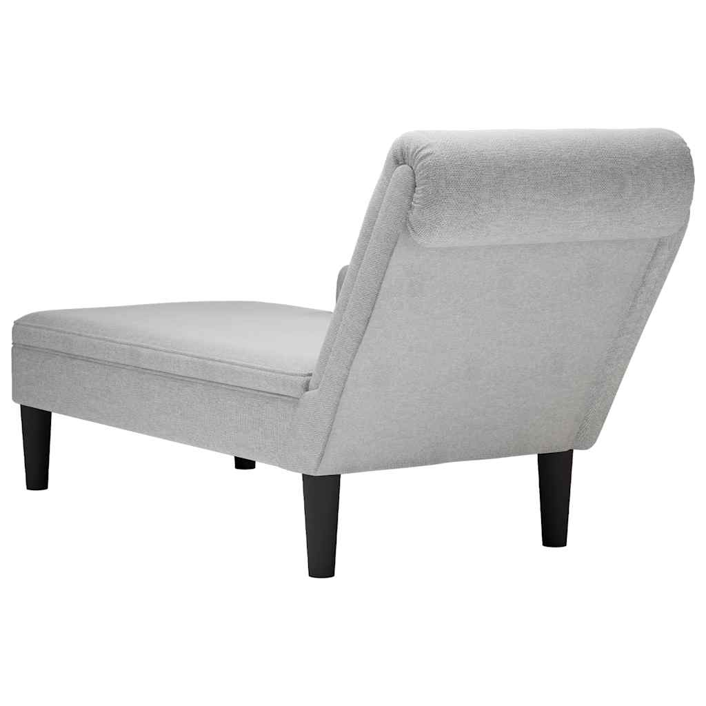 Fauteuil long avec coussin et accoudoir droit gris nuage tissu - XIOS