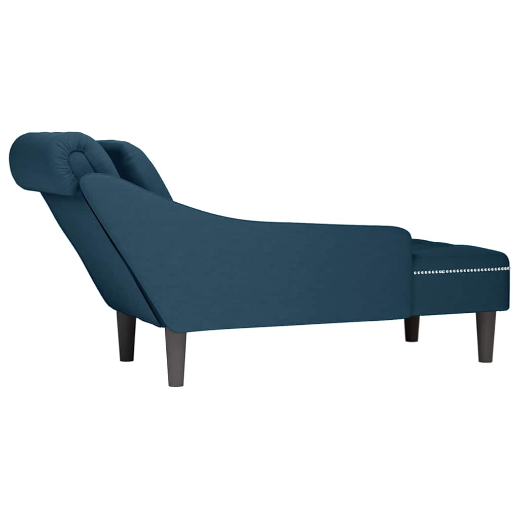 Fauteuil long avec coussin et accoudoir droit bleu velours - XIOS