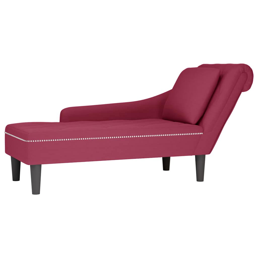 Fauteuil long avec coussin et accoudoir droit rouge bordeaux - XIOS