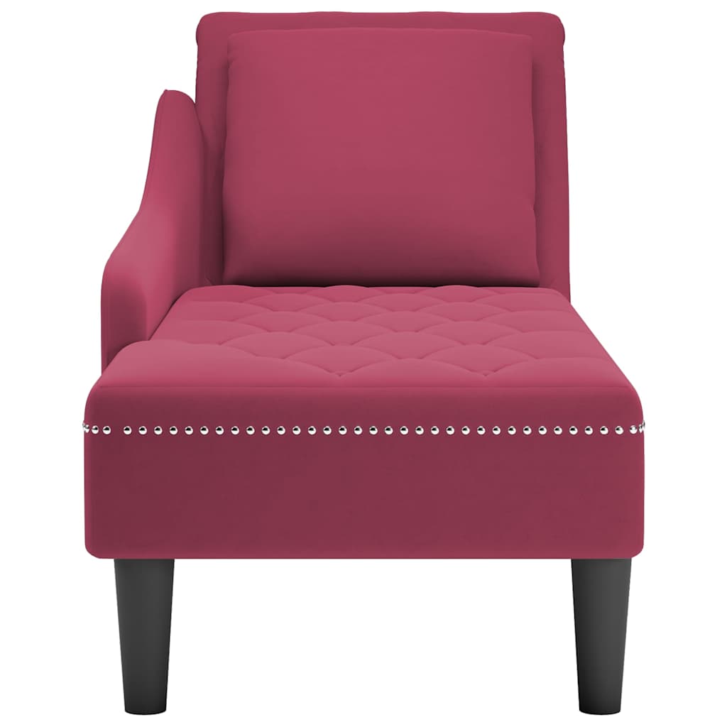 Fauteuil long avec coussin et accoudoir droit rouge bordeaux - XIOS