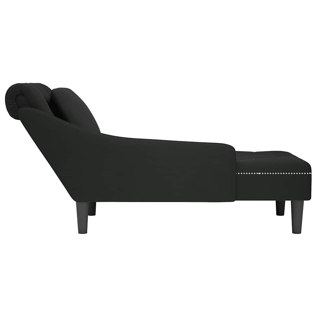 Fauteuil long avec coussin et accoudoir droit noir velours - XIOS