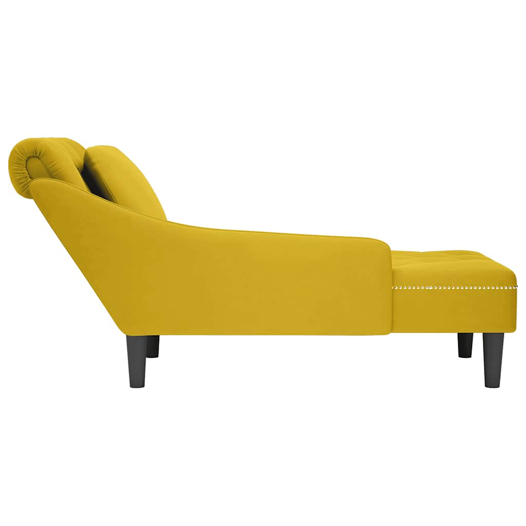 Fauteuil long avec coussin et accoudoir droit jaune velours - XIOS