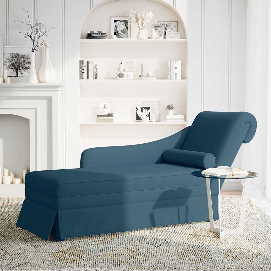Fauteuil long avec traversin et accoudoir droit bleu velours - XIOS