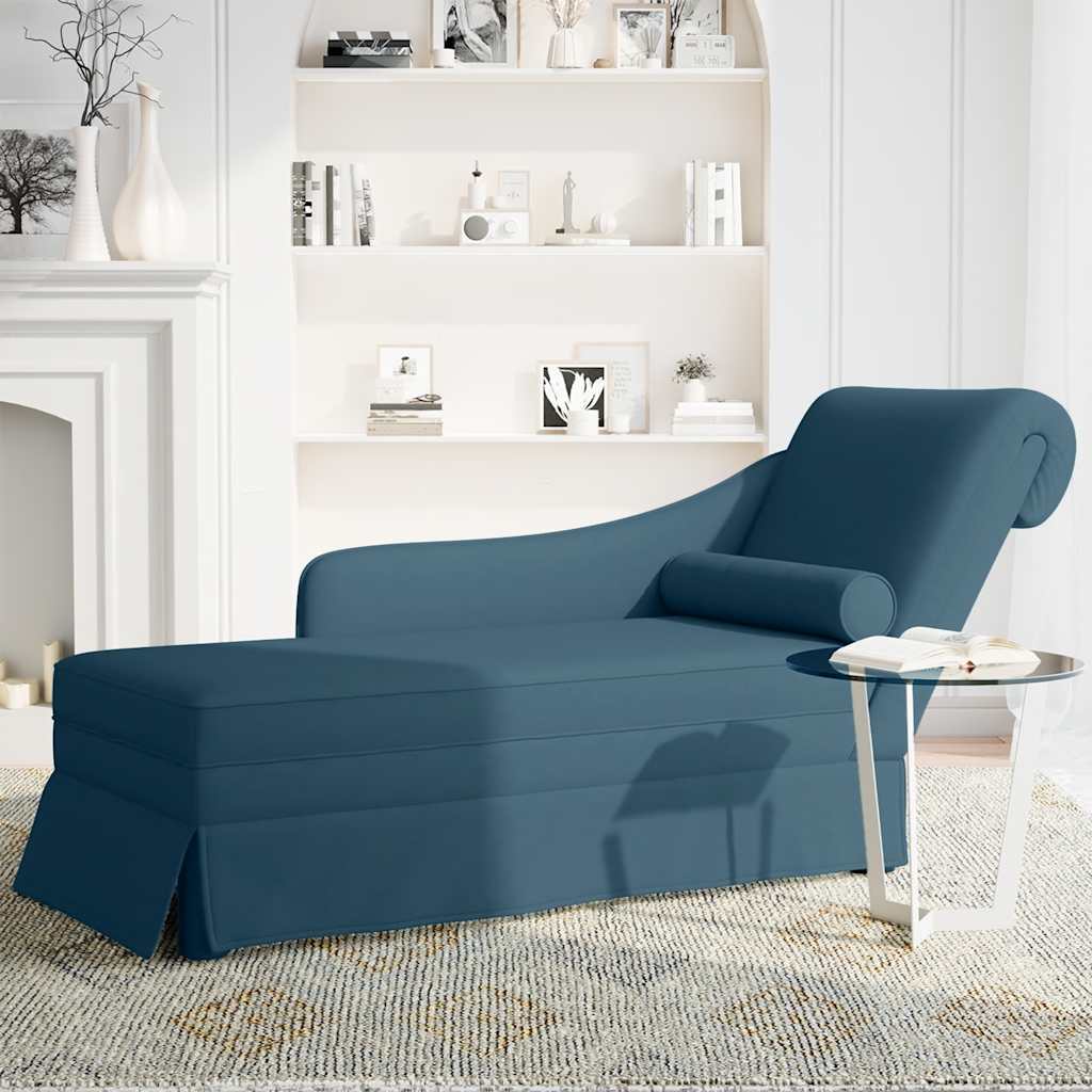 Fauteuil long avec traversin et accoudoir droit bleu velours - XIOS