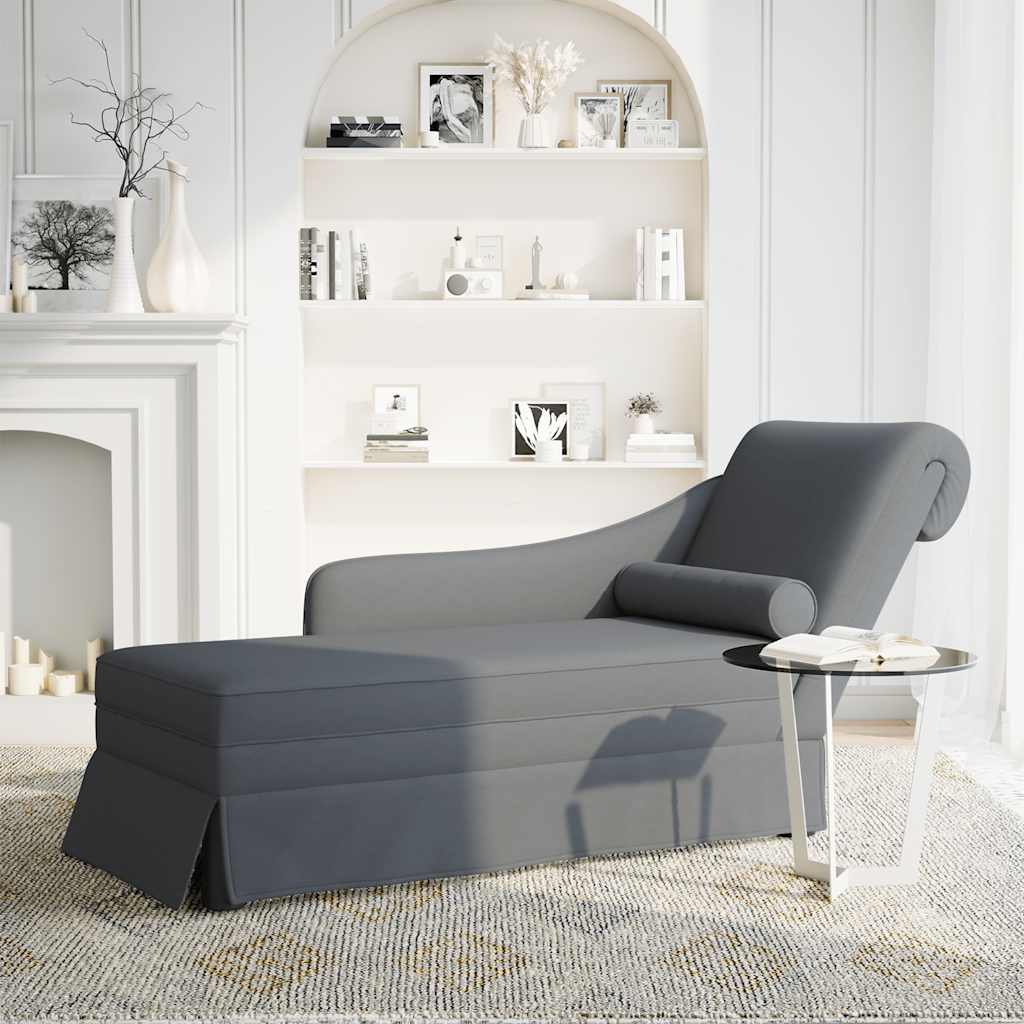Fauteuil long et traversin accoudoir droit gris foncé velours - XIOS