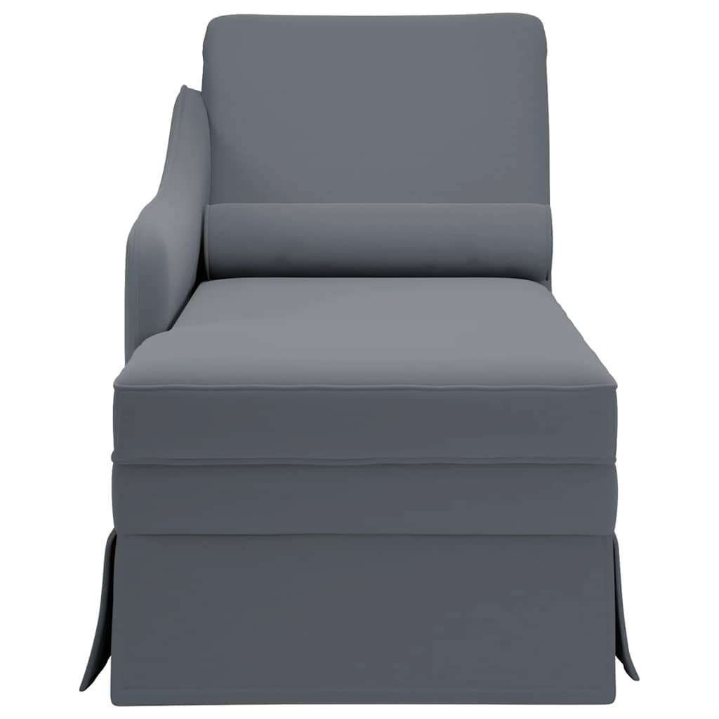 Fauteuil long et traversin accoudoir droit gris foncé velours - XIOS