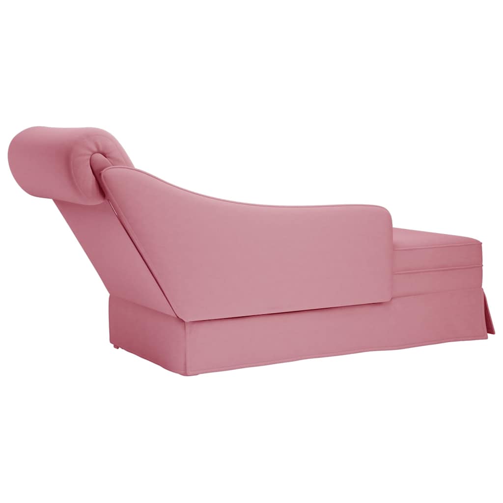 Fauteuil long avec traversin et accoudoir droit rose velours - XIOS