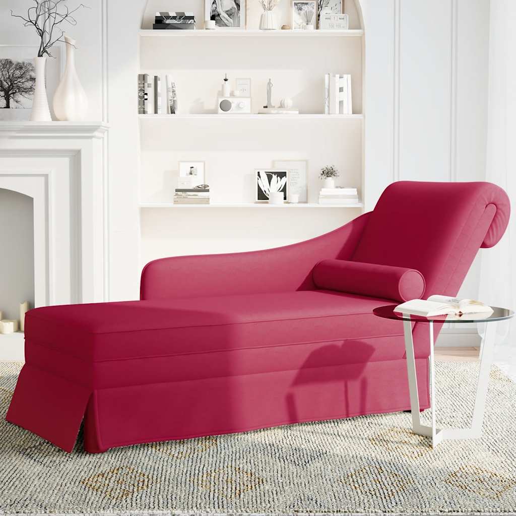 Fauteuil long avec traversin et accoudoir droit rouge bordeaux - XIOS