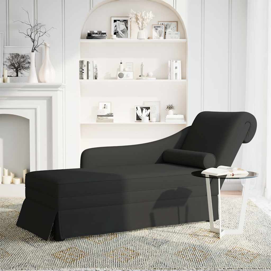 Fauteuil long avec traversin et accoudoir droit noir velours - XIOS