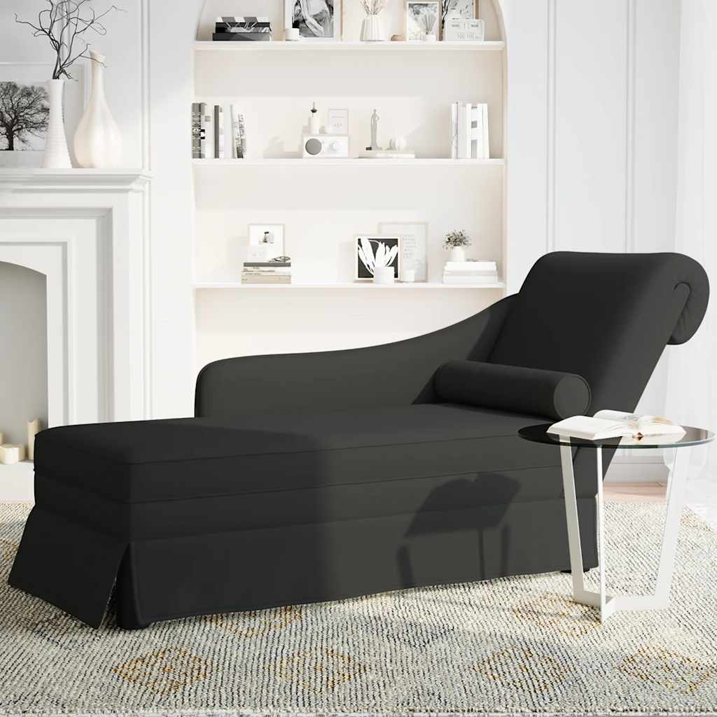 Fauteuil long avec traversin et accoudoir droit noir velours - XIOS