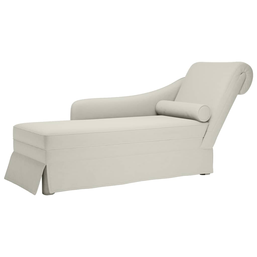 Fauteuil long avec traversin et accoudoir droit crème velours - XIOS