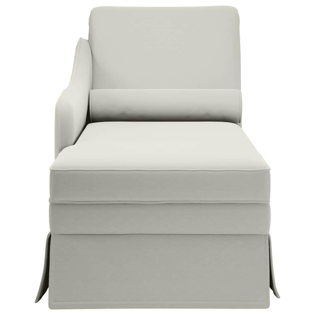 Fauteuil long avec traversin et accoudoir droit crème velours - XIOS