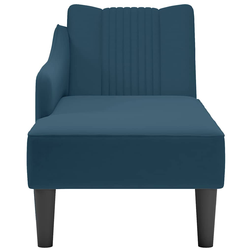 Fauteuil long avec accoudoir droit bleu velours