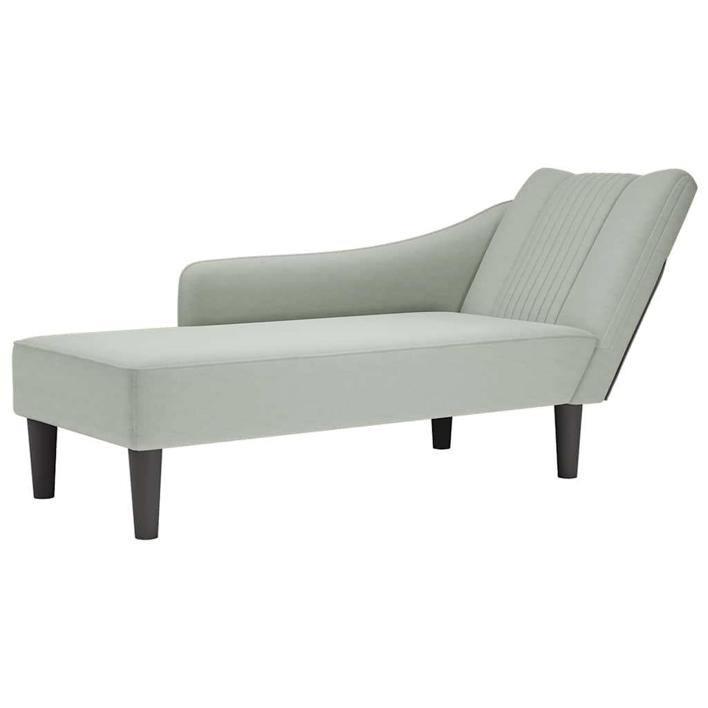 Fauteuil long avec accoudoir droit gris clair velours - XIOS