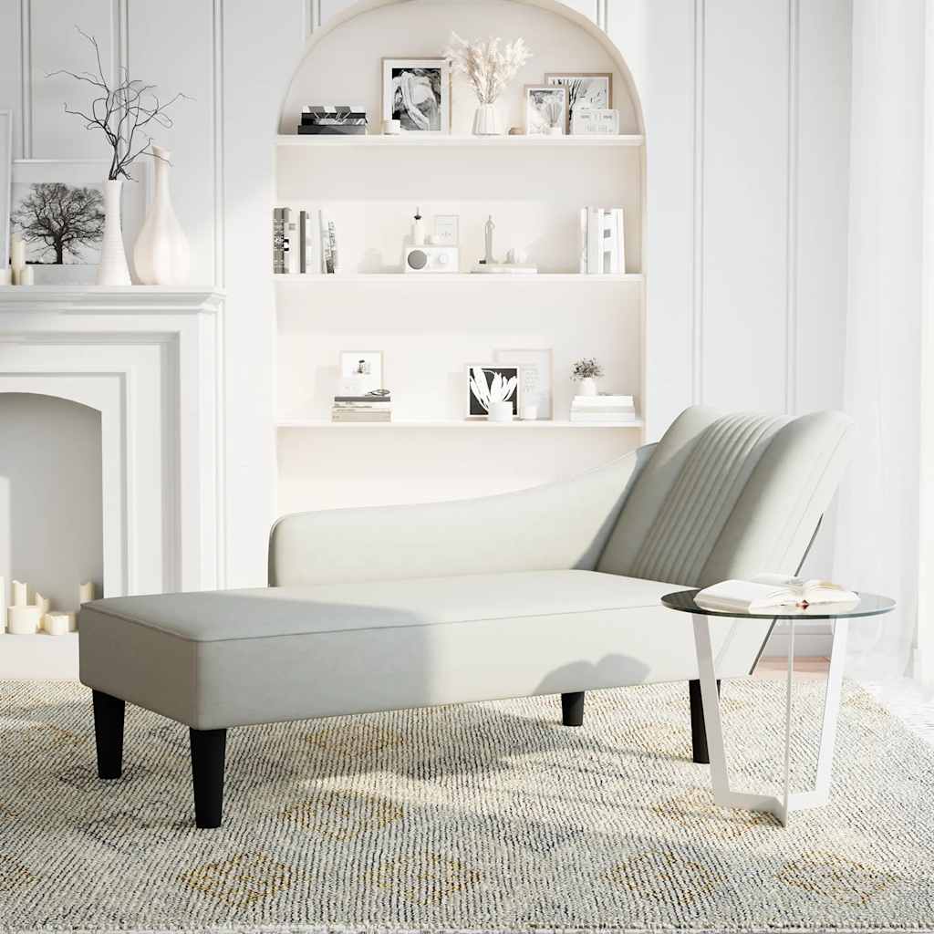 Fauteuil long avec accoudoir droit gris clair velours - XIOS