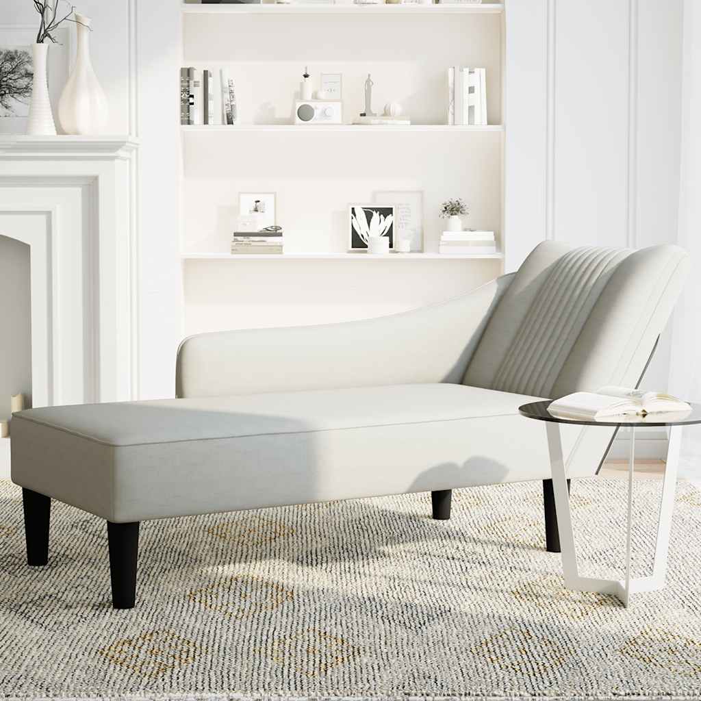 Fauteuil long avec accoudoir droit gris clair velours - XIOS