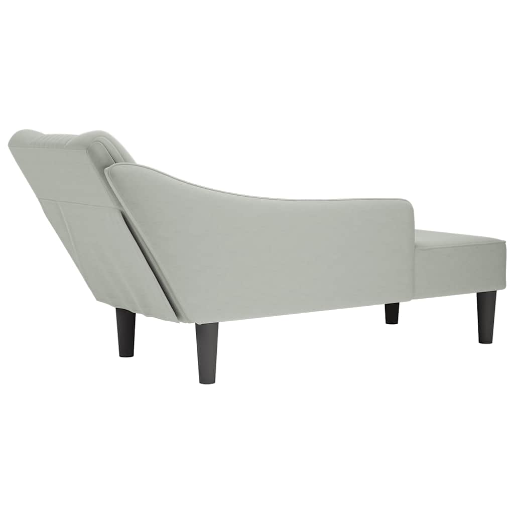Fauteuil long avec accoudoir droit gris clair velours - XIOS