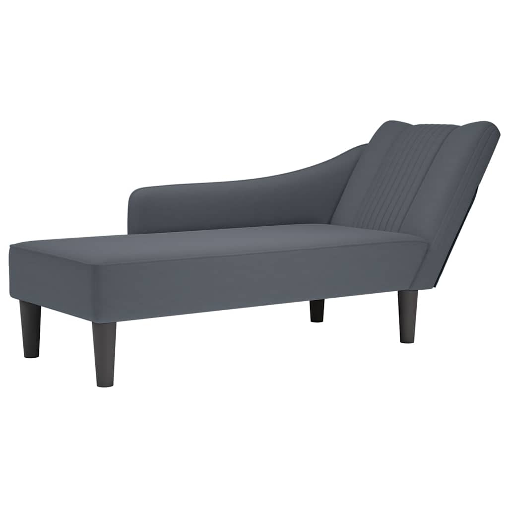 Fauteuil long avec accoudoir droit gris foncé velours - XIOS