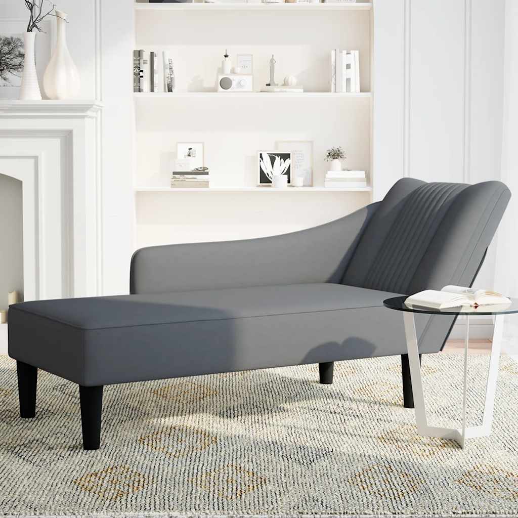 Fauteuil long avec accoudoir droit gris foncé velours - XIOS