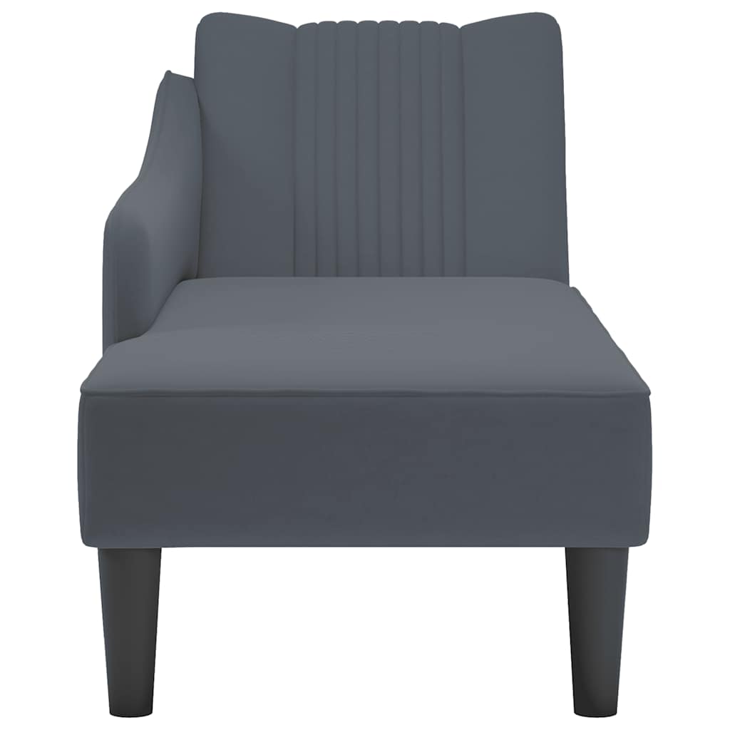 Fauteuil long avec accoudoir droit gris foncé velours - XIOS