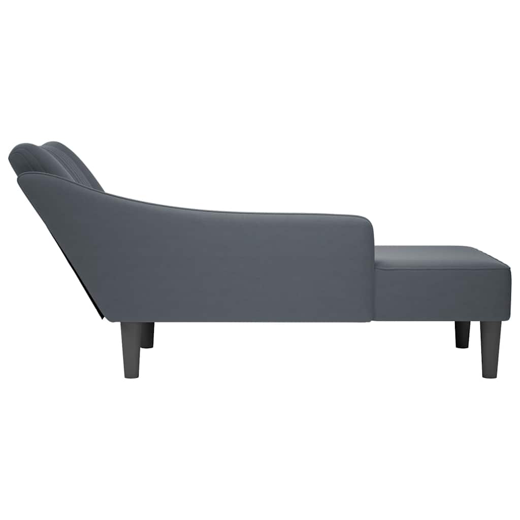 Fauteuil long avec accoudoir droit gris foncé velours - XIOS