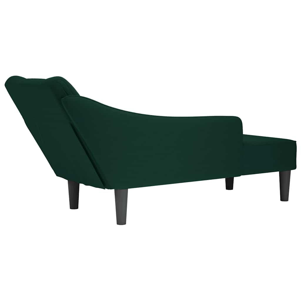 Fauteuil long avec accoudoir droit vert foncé velours